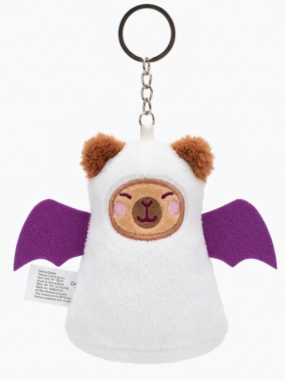 Capybara Ghost Bat Plush Keychain